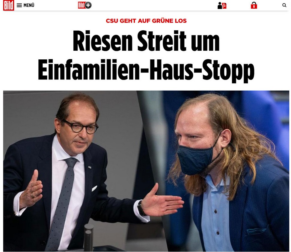 Mit Fotomontage angeblichen "Riesen-Streit" inszeniert: BILD-Schlagzeile mit bayerischen Fraktionschefs Alexander Dobrinth (CSU) und Anton Hofreiter (Grüne). Screenshot www.bild.de Mit Fotomontage angeblichen "Riesen-Streit" inszeniert: BILD-Schlagzeile mit bayerischen Fraktionschefs Alexander Dobrinth (CSU) und Anton Hofreiter (Grüne). Screenshot www.bild.de