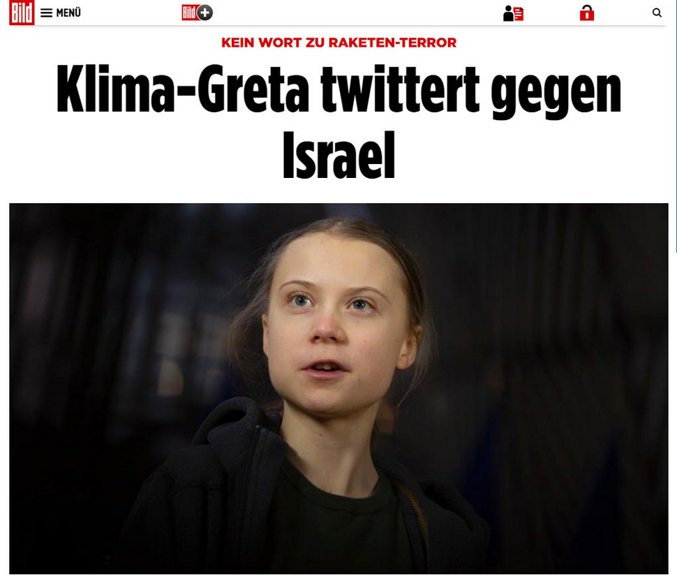 BILD-Angriff gegen die schwedische "Klima-Ikone" Greta Thunberg. Screenshot: bild.de