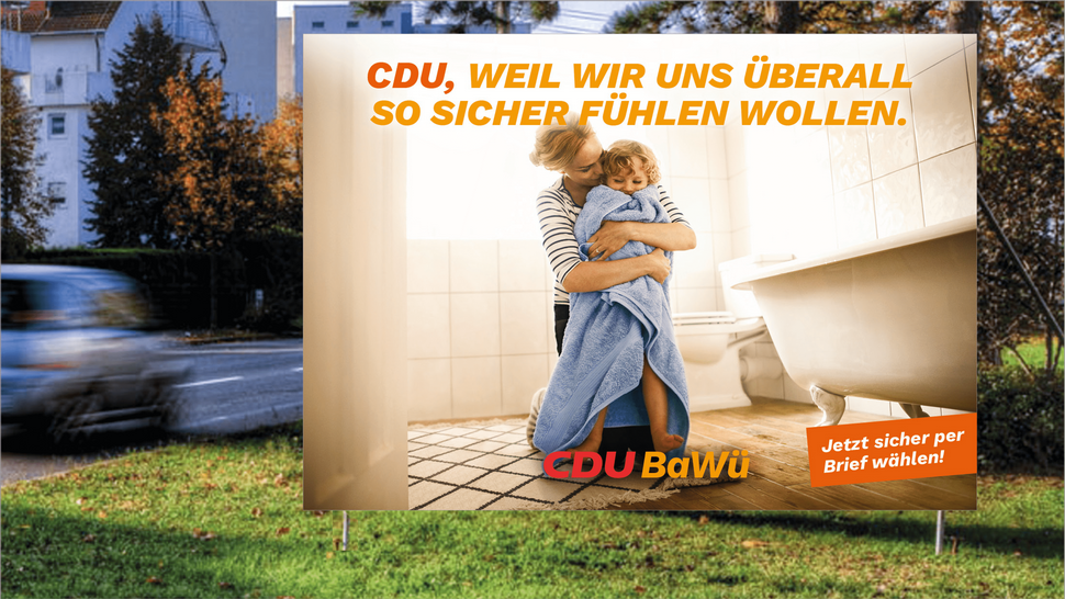 Wahlplakat der CDU: Anders als behauptet infiziert die britische Corona-Virusmutante auch kleine Kinder (Quelle CDU) Wahlplakat der CDU: Anders als behauptet infiziert die britische Corona-Virusmutante auch kleine Kinder (Quelle CDU)