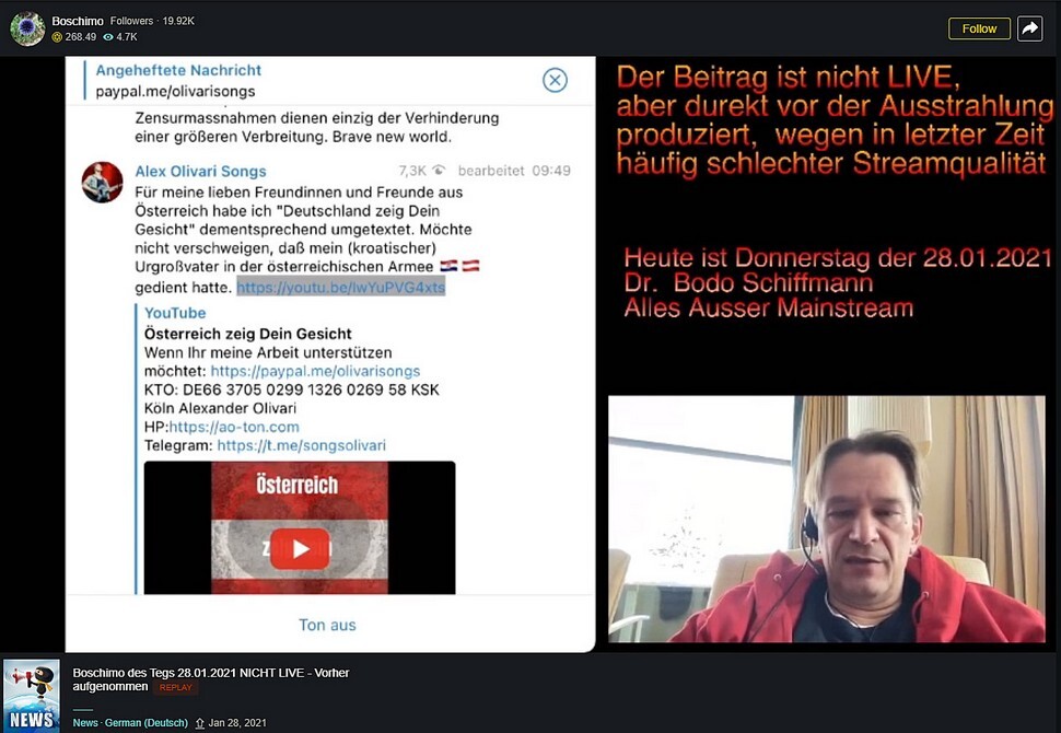 Schiffmann-Video auf Dlive vom 28. Januar 2021 (Screenshot Dlive)