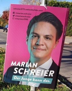 Der Junge kann das. OB-Wahlplakat Marian Schreier